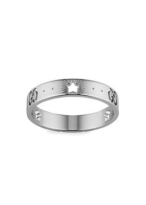 18K White Gold Icon Ring With Star Detail