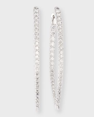 18K White Gold Imperial Diamond Oval Hoop Earrings