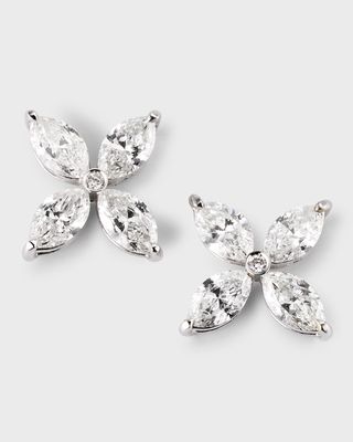 18K White Gold In Bloom Earrings with Diamonds