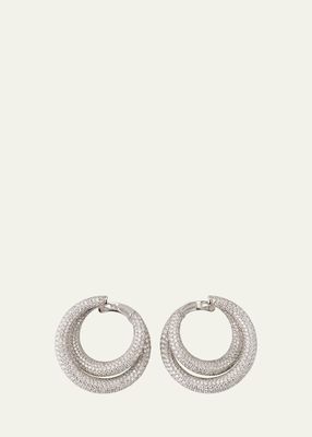 18k White Gold Infinity Loop Full Pavé Earrings With Diamonds