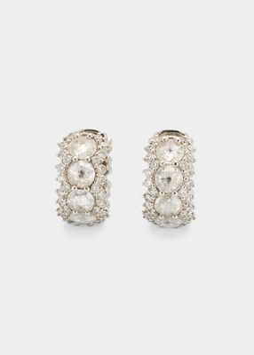 18k White Gold Large Diamond Snap-Hoop Earrings