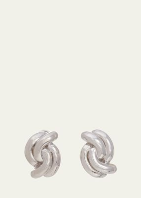 18K White Gold Large Swirl Clip Earrings