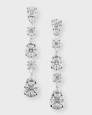 18K White Gold Linear Post Earrings with Diamonds, 3.41tcw