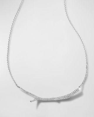 18K White Gold Long Diamond Twig Necklace