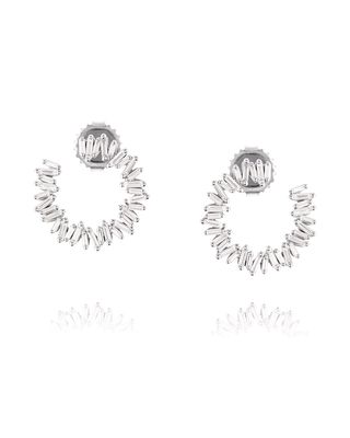 18k White Gold Medium Diamond Baguette Spiral Earrings