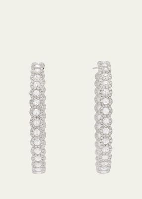 18K White Gold Medium Scallop Hoop Earrings with Diamonds
