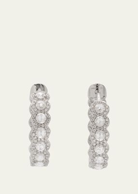 18K White Gold Mini Scallop Hoop Earrings with Diamonds