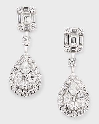 18K White Gold Multi Diamond Earrings, 1.66tcw