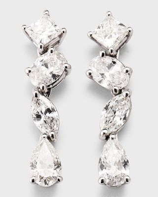 18K White Gold Multi Diamond Earrings