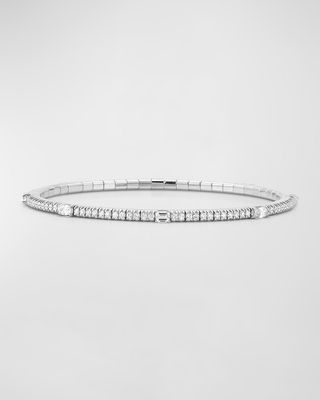 18K White Gold Multi Diamond Stretch Tennis Bracelet, Size 6.5"L