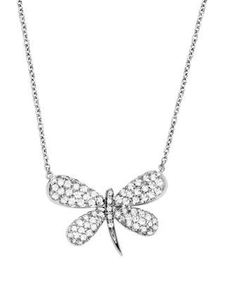 18k White Gold Nature Dragonfly Pendant Necklace