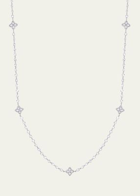 18K White Gold Necklace with Blossom Diamond Stations, 32"L