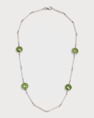 18K White Gold Necklace with Nephrite Jade Rounds