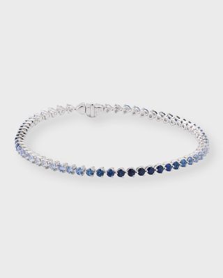 18k White Gold Ombre Blue Sapphire Bracelet