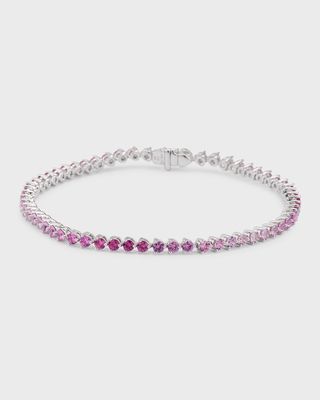 18k White Gold Ombre Pink Sapphire Bracelet
