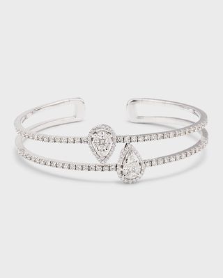 18K White Gold Open Bracelet with Diamonds