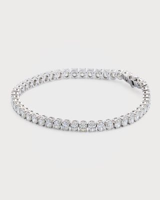 18K White Gold Oval Diamond Tennis Bracelet, 7"L