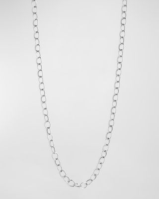 18K White Gold Oval Link Chain, 30"L
