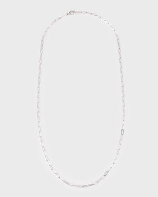 18K White Gold Paper Clip Necklace, 18"L