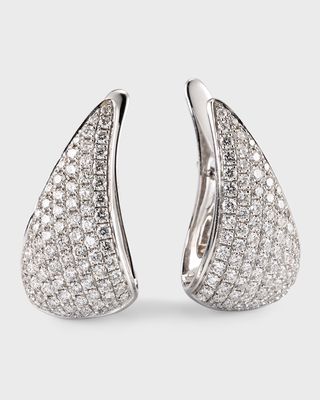 18K White Gold Pave Claw Earrings