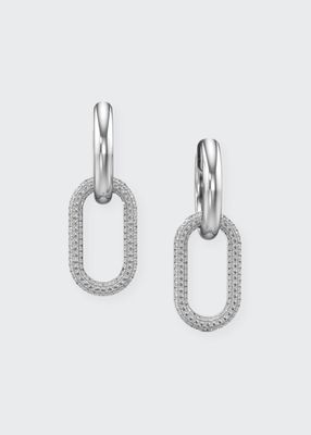 18k White Gold Pave Diamond Link Earrings