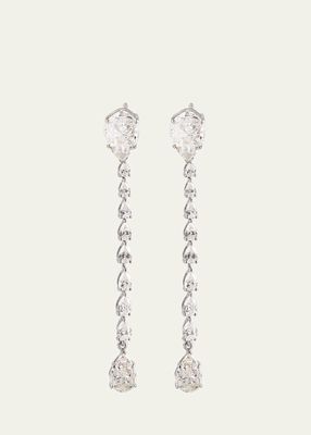 18K White Gold Pear Diamond Drop Earrings