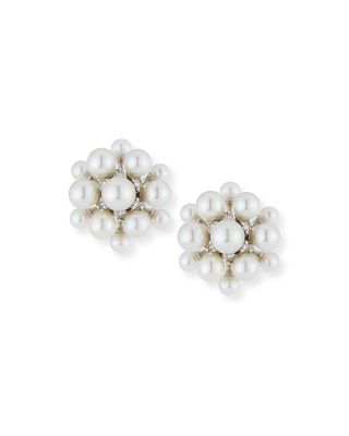 18k White Gold Pearl & Diamond Orbit Earrings