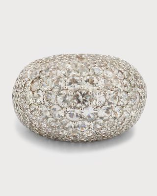 18K White Gold Piranesi Dome White Sapphire Ring, Size 6.5