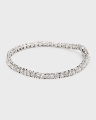 18K White Gold Princess Diamond Bracelet, 7"L