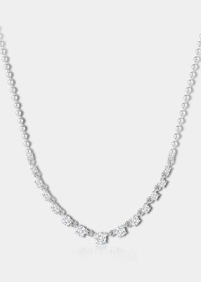 18k White Gold Prive Graduated Diamond Necklace With Ball Chain