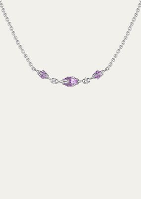 18k White Gold Purple Sapphire and Diamond Dahlia Necklace