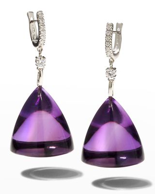 18K White Gold Renaissance Earrings with Amethyst and Diamonds