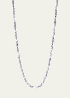 18K White Gold Rope Necklace with Grey Diamonds and Sapphire Clasp