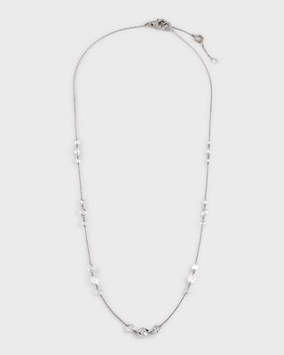 18K White Gold Rose-Cut Diamond Station Necklace, 18"L