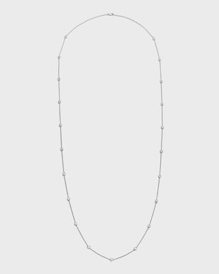 18K White Gold Round Diamond By-the-Yard Necklace, 36"L