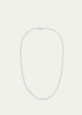 18K White Gold Scallop Diamond Tennis Necklace