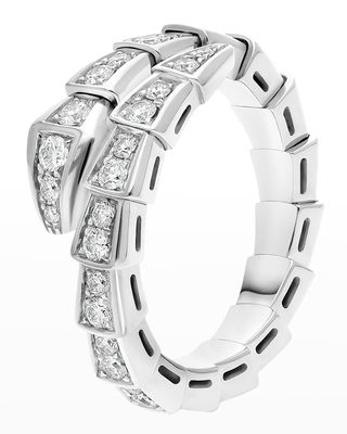 18k White Gold Serpenti Diamond Viper Ring, Size M