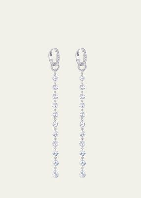 18K White Gold Single Tassel Earrings with Diamonds, 3"L
