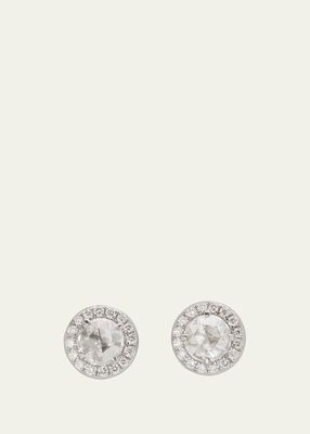 18K White Gold Solitaire Stud Earrings with Diamonds