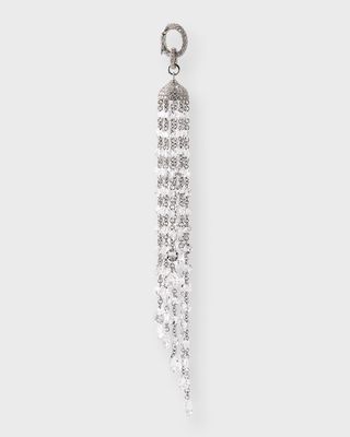 18K White Gold Spiral Tassel Pendant with Round and Pear Rose Cut Diamonds