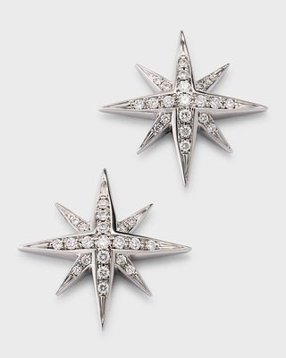 18K White Gold Star Diamond Stud Earrings