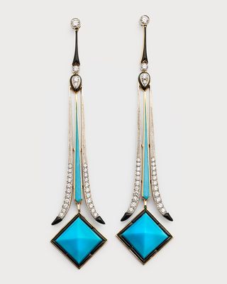 18K White Gold Turquoise and Diamond Earrings