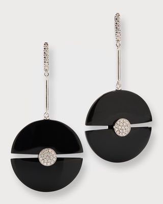 18K White Gold Universe Earrings in Black Onyx and Diamonds