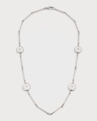 18K White Gold Universe Necklace with White Agate Rounds