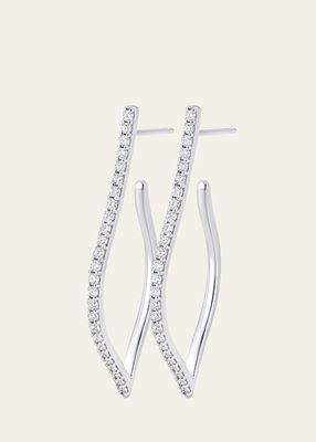 18K White Gold Veena Diamond Small Hoop Earrings