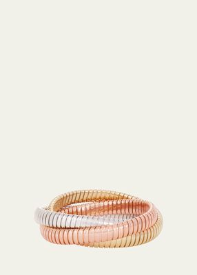 18K White, Yellow, and Rose Gold Tri Color 3 Band 9mm Rolling Bracelet