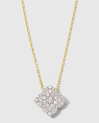18K Yellow and White Gold Large Fleur D'Amour All Diamond Pendant Necklace