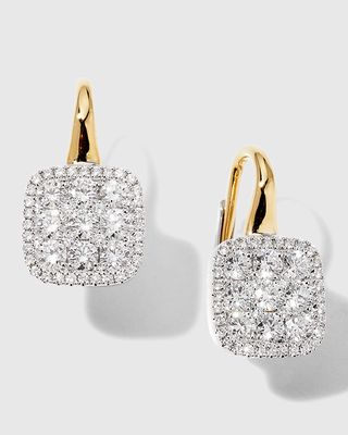 18K Yellow and White Gold Medium Firenze II Diamond Cushion Earrings