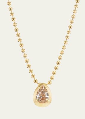 18K Yellow Diamond Pear and Ball Chain Necklace