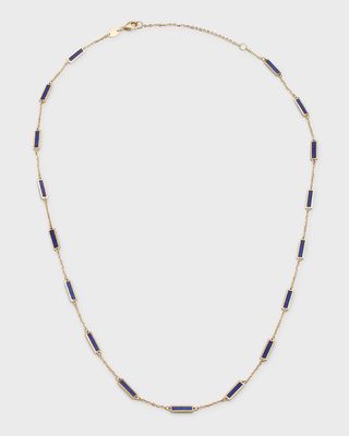 18K Yellow Gold 17-Stations Lapis Necklace
